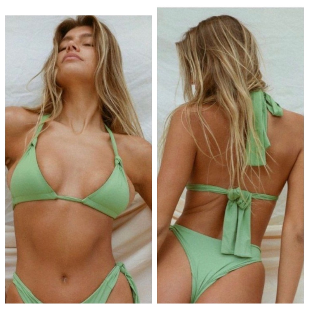 New! Stone fox swim x free people Isabel bikini top green 1971